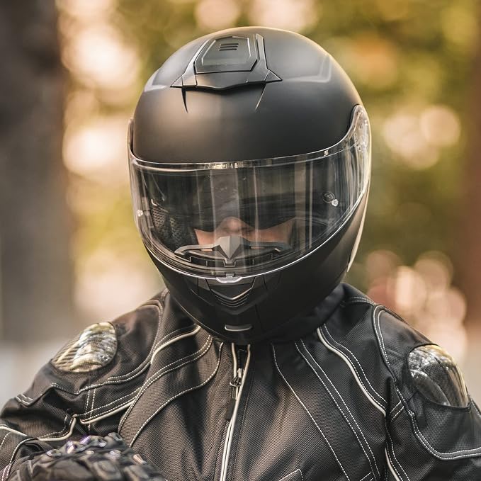 ILM Adult Motorcycle Modular Full Face Helmet Flip up Dual Visor DOT Approved Model 159(Matte Black,Medium)
