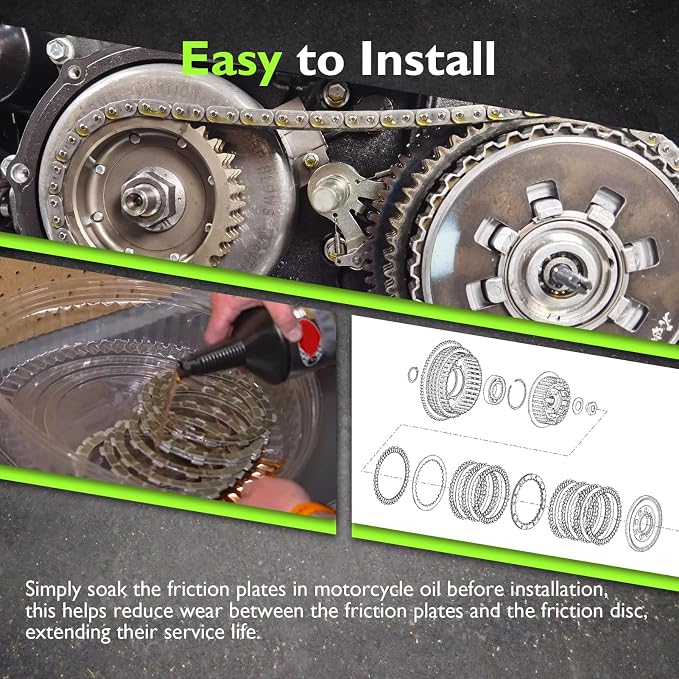Mofun Friction Steel Clutch Disc Kit Compatible with Harley Sportster XL 1991-2022 Big Twin Touring Softail Dyna FXR 1990-1997 Evolution 1994-1997 Buell All Models 91-2002 Big Twin Clutch Plates