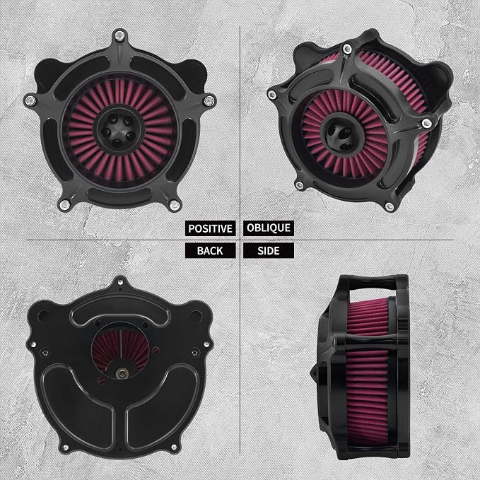 Air Cleaner Filter Aluminum Fit for Harley Touring Road King Street Glide Softail Sportster Dyna (Black Housing Red Element, B For Touring 00-07,Softail 00-15,Dyna 00-17)