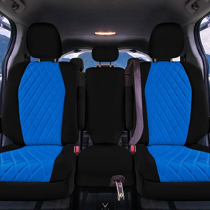 FH Group Custom Fit Car Seat Covers Specifically Made for Toyota Sienna 2021-2024, Blue Ultraflex Neoprene 2nd Row Set Automotive Seat Covers, 8 Seater SUV Seat Covers, Toyota Accessories