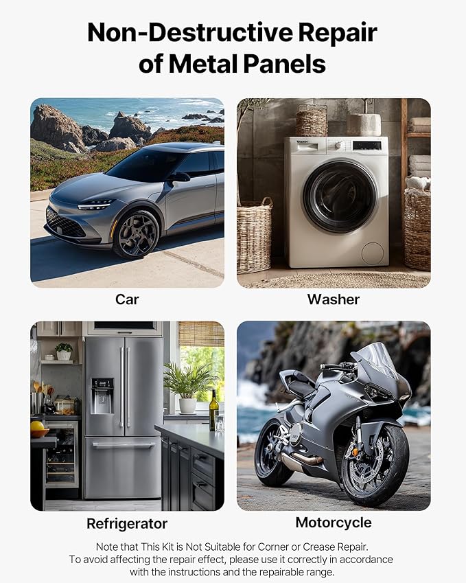 VEVOR Dent Puller Kit, 60 PCS Paintless Dent Removal Kit with Golden Lifter, Bridge Puller, Rubber Hammer, Glue Gun, Auto Body Hail Damage Repair Remover Tools for Car Refrigerator Door Ding Repair