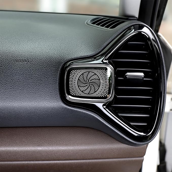 Stainless Steels Upper Air Outlet Speaker Cover Steels Interior Speaker Decoration Trim Cover Compatible with Kia Soul 2020-2025 Accessories (Black)