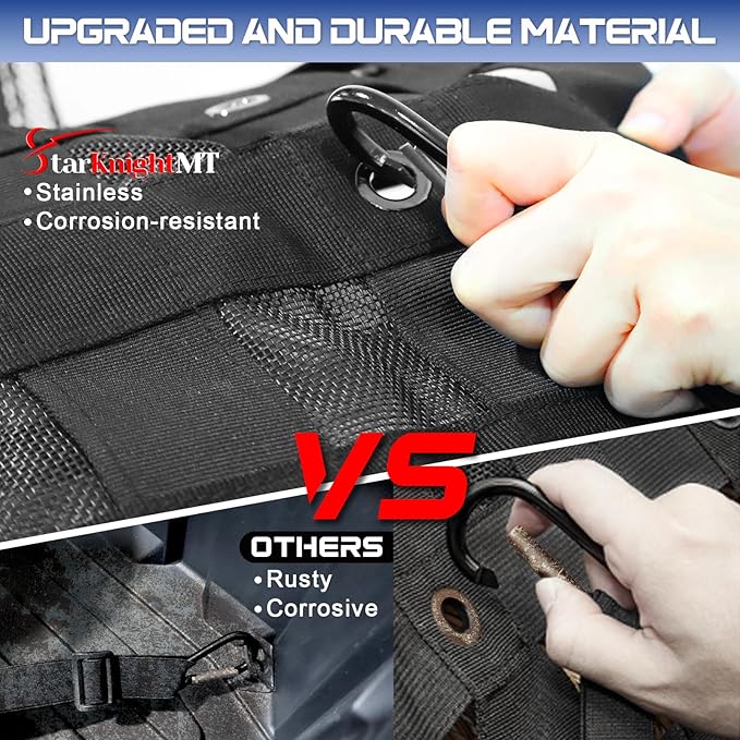 StarknightMT Cargo Net with Adjustable Straps Compatible with Truck Pickup UTV Polaris Ranger General Can-am Defender Commander Kawasaki Mule CFmoto UForce 45.7 * 27.2 inch