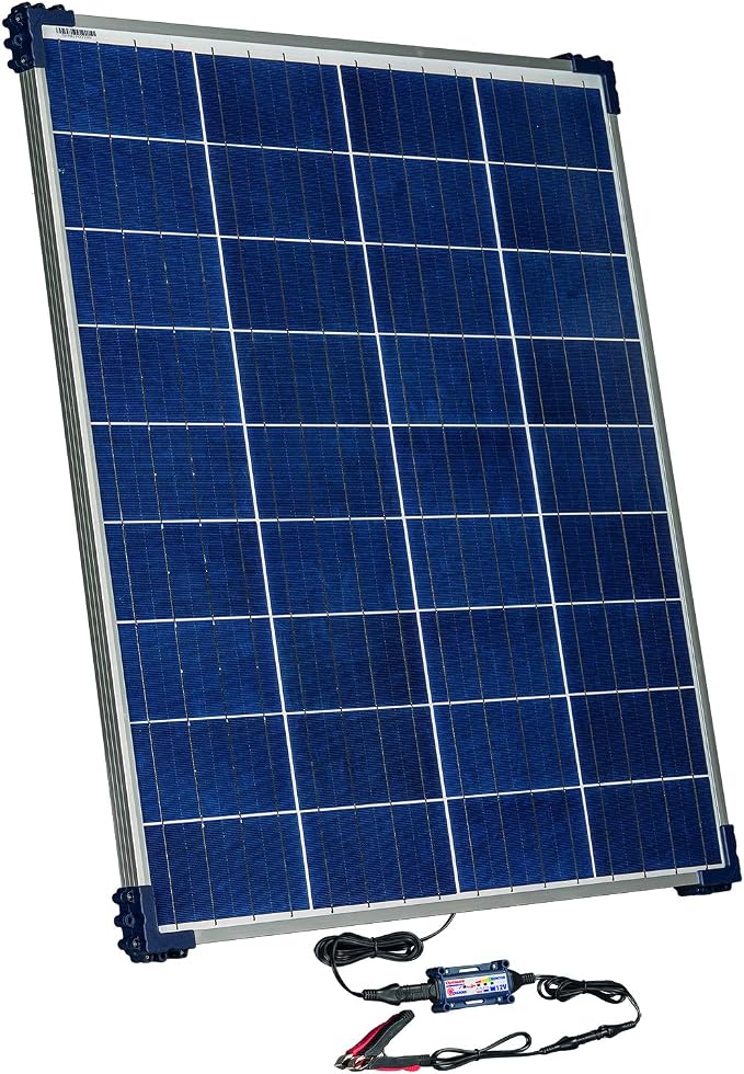 OptiMATE SOLAR + 80W Solar Panel, TM-523-8, Solar Pulse Charger, Tester & Maintainer for 12V batteries, with 80W solar panel