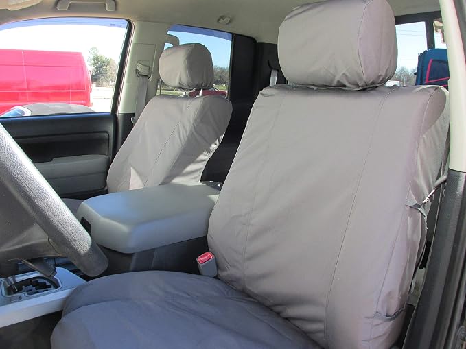 Durafit Seat Covers, T967-C8 Made to fit 2007-2013 Tundra and Sequoia Front Bucket Seat Covers in Gray Waterproof Endura with Adjustable Headrests and Side Impact Airbags