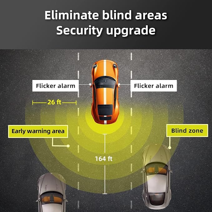BY-J Car Blind Spot Monitoring System, 77GHz Millimeter Wave Radar Sensor Blind Area Detection, Universal Car Lane Changing Warning BSD Distance Assistant with Reversing Radar Parking