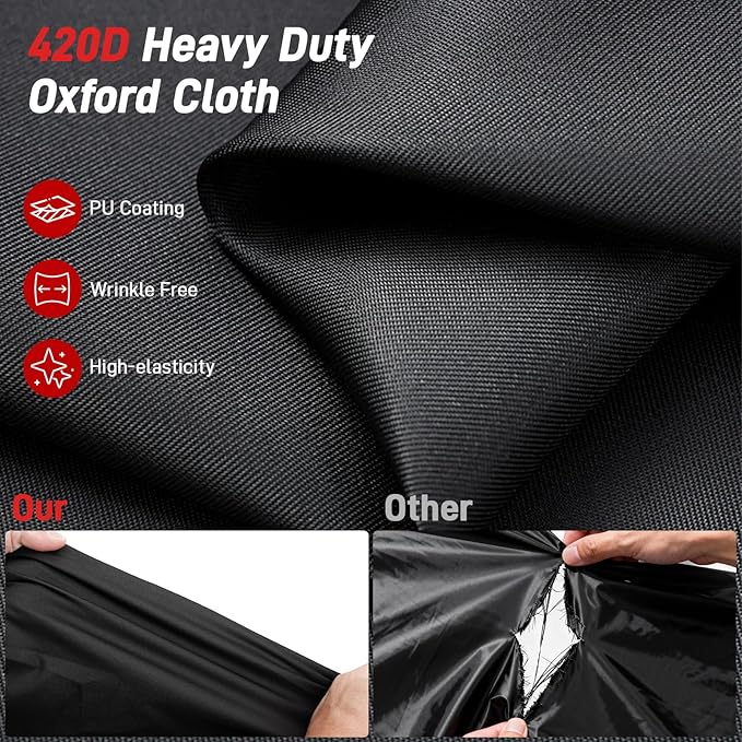Waterproof Motorcycle Cover 420D Oxford Heavy Duty with Side Top Box Compatible with Harley Davidson Touring Ultra Limited Street Glide Road Glide Electra Glide (116" x 47" x 53")