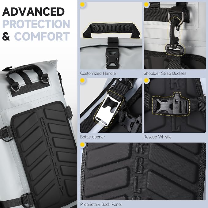 Motorcycle Tail Bag, 30L Waterproof Motorcycle Luggage Bag | 2 Size and 3 Color Options Saddle Bag, PVC Travel Bag, Rear Seat Bag, Stone Grey GT-30GRY