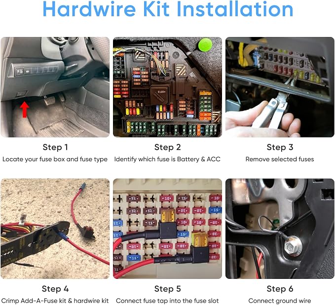 VIOFO Type-C HK6 Acc Hardwire Kit with 8PCS Full Set Circuit Fuse Tap for A329S Series/ A119M Pro, Support Hybrid Parking Mode, Automatic Voltage Display, Low Power Consumption