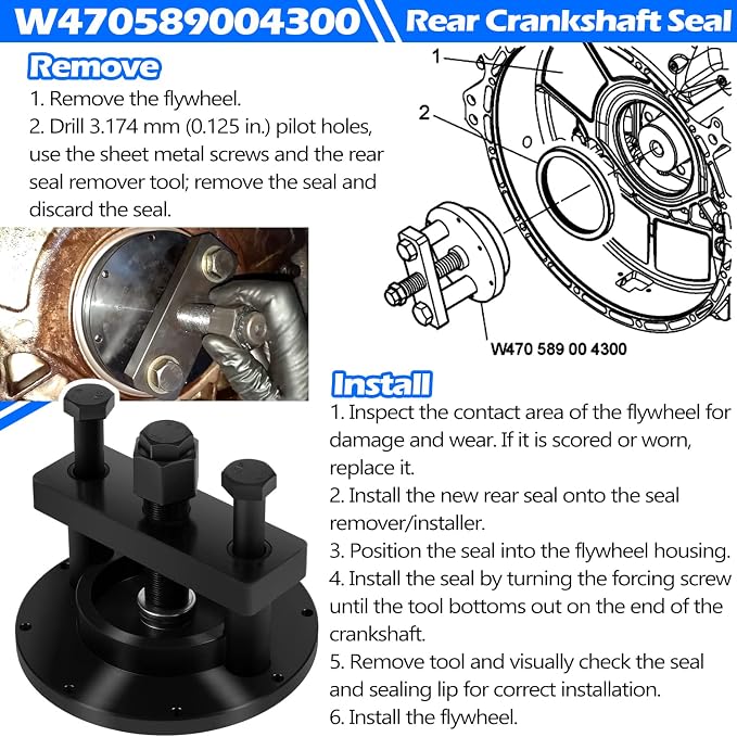 Bonbo for Detroit Diesel DD13 DD15 Crankshaft Oil Seal Front & Rear Seal Remover & Installer Tool Kit Alternative to W470589004300 W541589023300 W541589003400