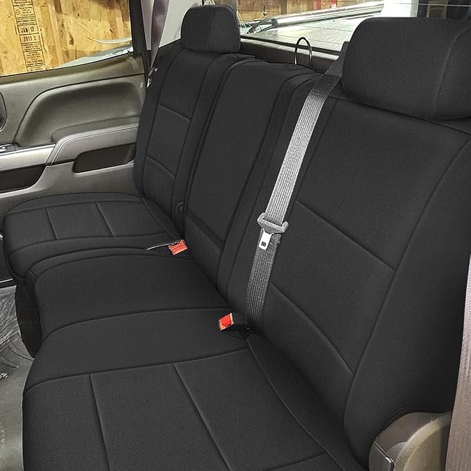 SAPUBK Rear Seat Covers Sets Replace for 2014-2018 Chevy Silverado/GMC Sierra 1500, Premium Neoprene with Composite Soft Foam Lining Breathable Seat Cover Cushion