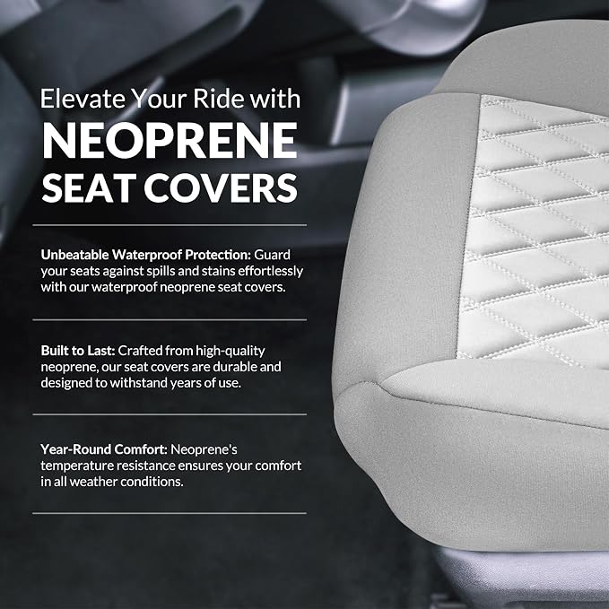 FH Group Custom-Fit Car Seat Covers Specifically Made for 2021-2026 Nissan Rogue, Front Set Solid Gray Ultraflex Neoprene Waterproof Automotive Seat Cover