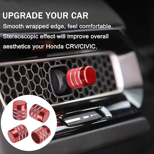 for Honda Civic Accessories 2026 2025 2022-2024 for CRV 2026 2025 2024 2023 for Acura Integra 2025 2024 2023 Hazard Light, AC Knob Cover, Air Vent, Radio, Push Start Button Cover Ring 11Pcs (Red)