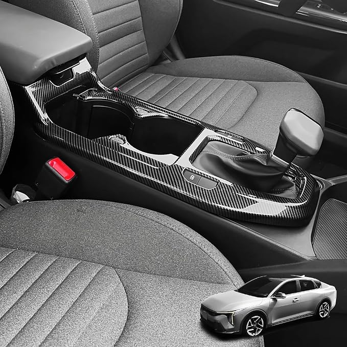 Gear Shift Panel Cover Trim Compatible with Kia K4 2025-2026 Accessories (Carbon Fiber Pattern)