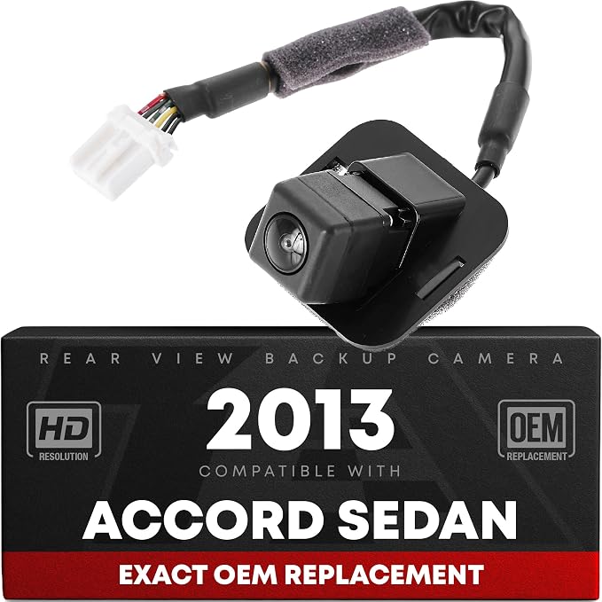 Rear View Backup Camera - Compatible with 2013 Honda Accord Sedan EX, 2013 Honda Accord Sedan EX/LX/Sport, 2013 Honda Accord Sedan LX, 2013 Honda Accord Sedan Sport - OEM 39530T2AA61, HO1960116