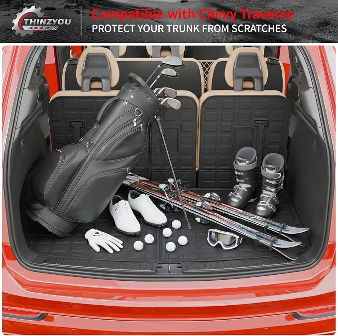 Cargo Mat Compatible with 2024 2025 2026 Chevrolet Traverse (NOT Limited) GMC Acadia 2025 2026 Buick Enclave Cargo Liner Back Seat Cover Chevy Traverse Accessories (Trunk Mat+Backrest Mats)