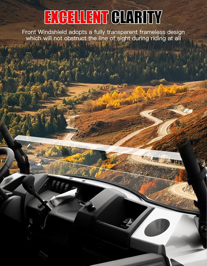 Front Half Windshield for Kawasaki Mule Pro-MX, UTV Clear Front Half Windscreen PC Scratch Resistant Windshield for Kawasaki Mule Pro MX 2019-2026 Accessories
