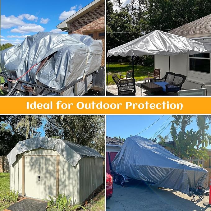 24 * 36FT Tarps Heavy Duty Waterproof, 12 Mil Large Tarps with Grommets and Reinforced Edges, UV Tear Fade Resistant, Heavy Duty Tarps for Outdoors Patio Camping