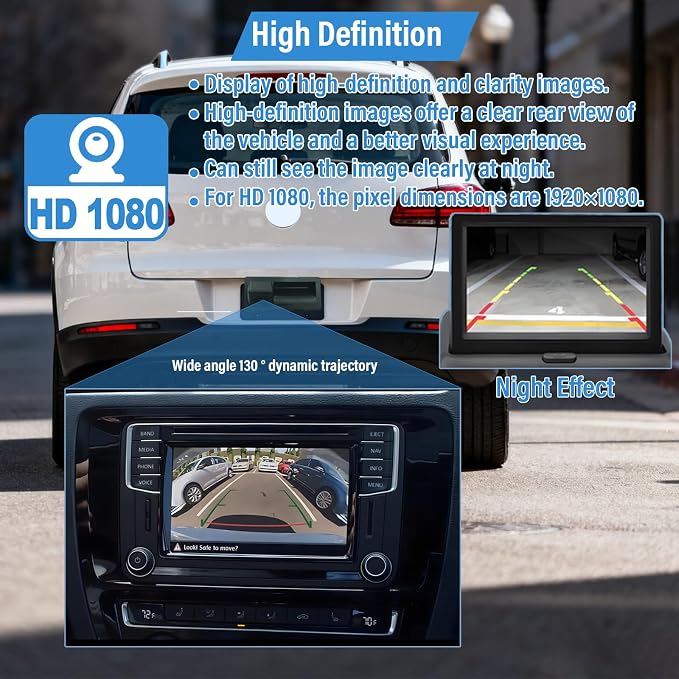 5N0827566AL Rear View Backup Camera Compatible with Tiguan 2.0L 2012-2017 Compatible with Audi A3/S3 1.4L 2.0L 2015-2020 AU196010 5N0827567AB Car Trunk Handle Backup Camera