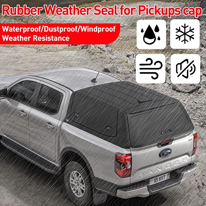Tonneau Cover Seal Adhesive Tailgate Seal, Truck Topper Seal Rubber Weather Stripping with Triple Bulb, Camper Shell Seal Kit Replacement Parts Accessories(39.4Ft)