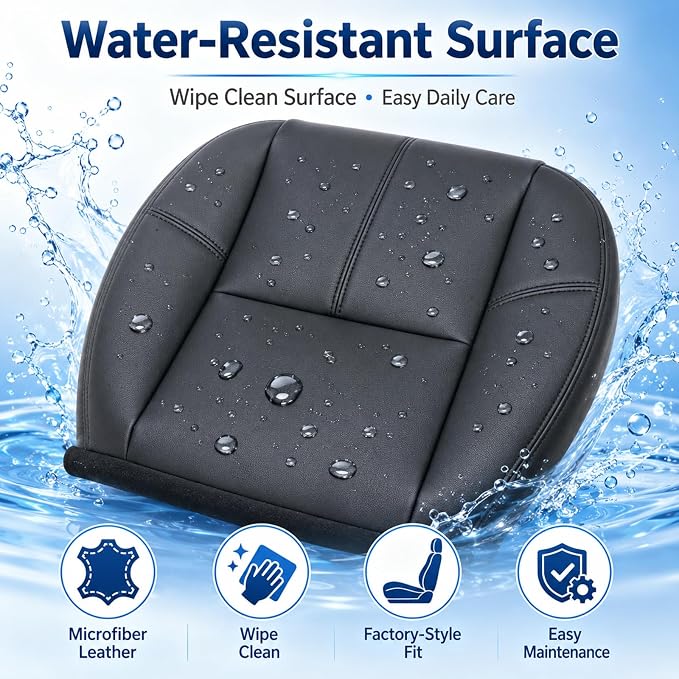 SecosAutoparts Driver & Passenger Bottom and Top Lean Back Microfiber Leather Seat Covers Black Compatible with Chevy Silverado Compatible with GMC Sierra Tahoe Suburban Avalanche Yukon 2007-2014