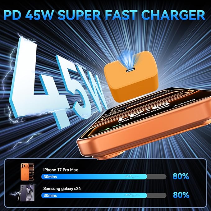45W Super Fast USB C Charger for iPhone 17 16 Pro Max Charger, 10FT Long iPhone Chargers Fast Charging Cord Cable for iPhone 17 16 Pro Max/17 16 Pro/16 Plus,15 Pro Max/15, Android Phone-Orange