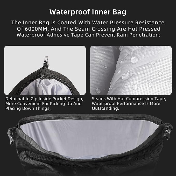 Waterproof Motorcycle Saddle bag Luggage Bag Quick Release Motorcycle Side Bag 25L Fits Most Adventure and Sports Bike Motorbike Racks (Black, 1 pcs)