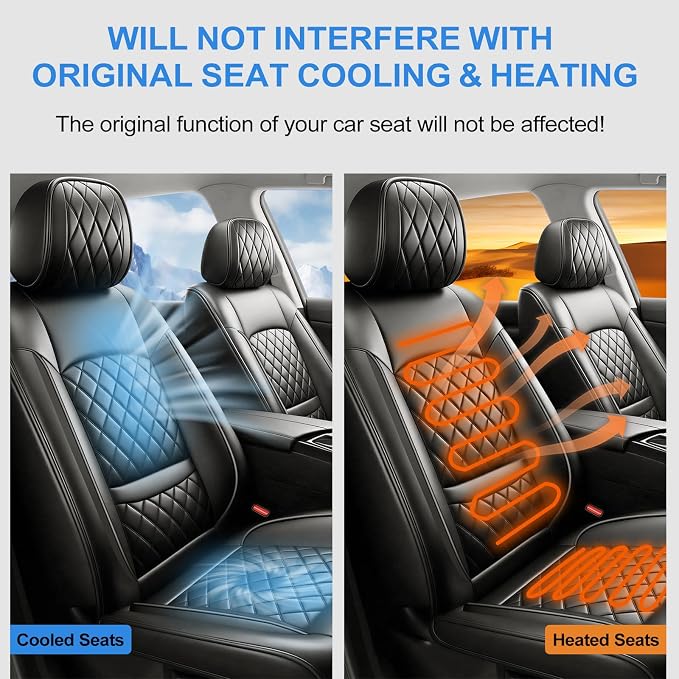 Fit Maverick Car Seat Covers for Ford Maverick 2022-2025 2026 - Luxury Leather, Anti-Slip, All-Weather, Waterproof & Breathable, Airbag Compatible, 2 Front Seats Only (Black)