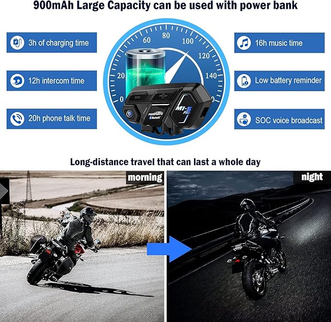 Fodsports Motorcycle Bluetooth Intercom, Music Sharing, M1S Pro 2000m 10 Riders Group Helmet Communication System Headset Universal Wireless Interphone (Waterproof/Handsfree/Stereo Music/GPS/2 Mic)