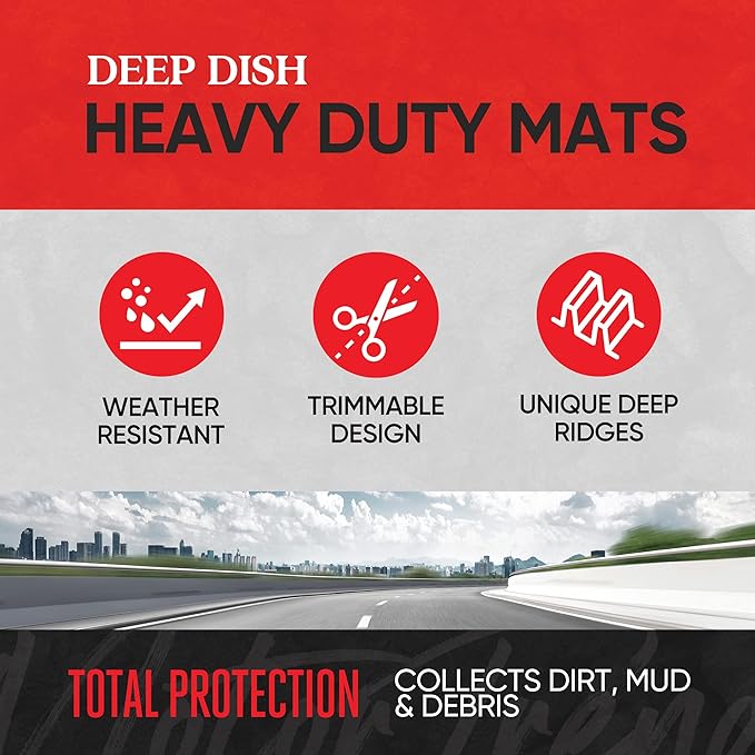 Motor Trend FlexTough Black Floor Mats for Cars & Cargo Mat Full Set - All Weather Front & Rear Rubber Automotive Floor Mats & Cargo Liner for SUV, Car, & Van - Interior Trunk Mat & Floors Cover