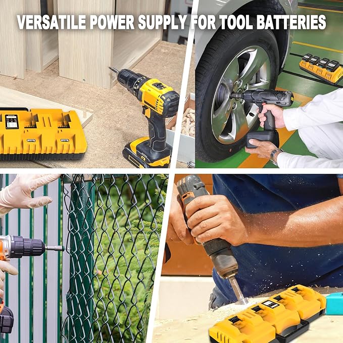 DCB104 Replacement for Dewalt Battery Charger Station, 4 Port Fast Rapid Charging Station with USB and Type-C Ports Compatible with All Dewalt 12V 20V Max Lithium Battery