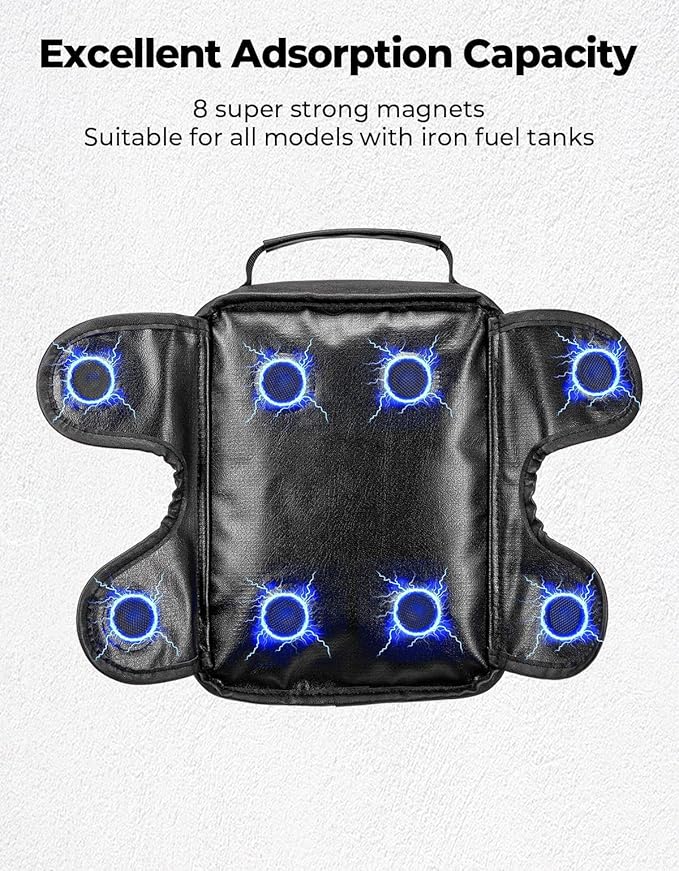 KEMIMOTO 7L Magnetic Motorcycle Tank Bag, PU Leather Water-Resistant Tank Bag with 8 Strong Magnets, Large Touchscreen Phone Film Motorbike Fuel Tank Storage Bag