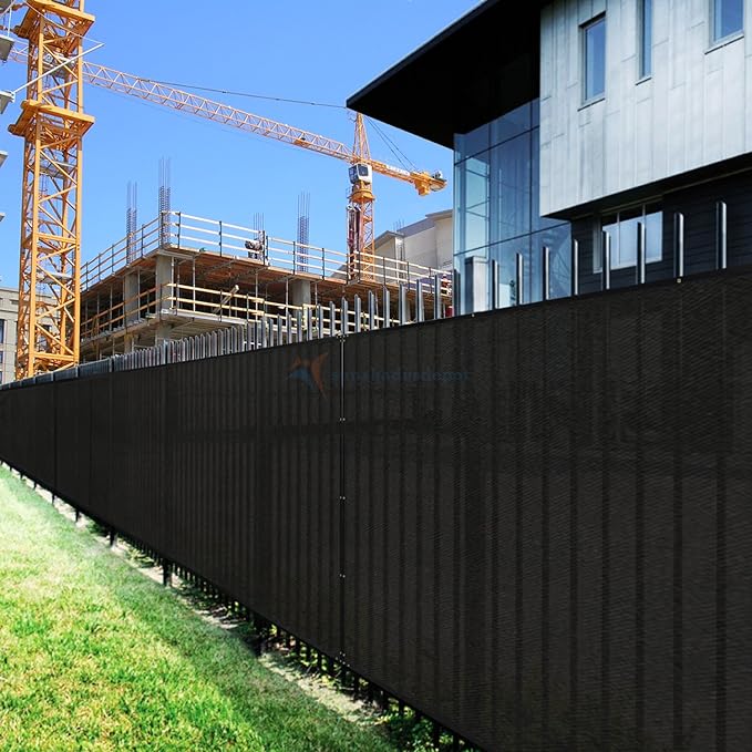 TANG Fence Privacy Screen Black 4 Feet x 50 Feet Outdoor Shade Cloth with Grommets, 150 GSM Temporary Fence Cover with Zipties Mesh Netting Fences Blockage for Backyard Garden Patio Chain Link