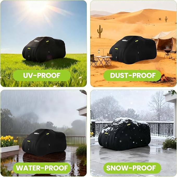 600D ATV Cover Waterproof Heavy Duty Trailerable 4 Wheeler Cover Waterproof Outdoor Quad Cover All Weather Season UV Protection for Polaris Kawasaki Yamaha Suzuki Honda