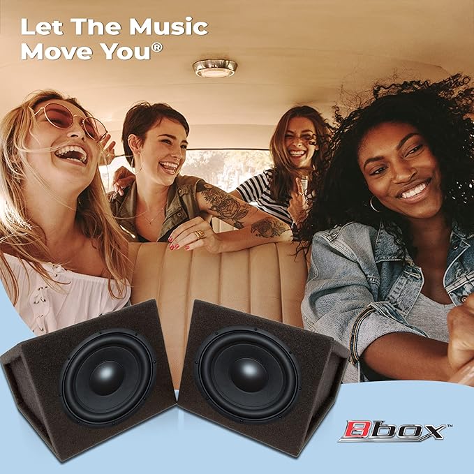 Bbox Pro Audio Tuned 6.5" Speaker Enclosures - Premium Speakers to Enhance Sound and Bass - Nickel Finish Speaker Terminals for Car or Truck - 18 Gauge Audio Cables - Speaker Set of 2 (Black)