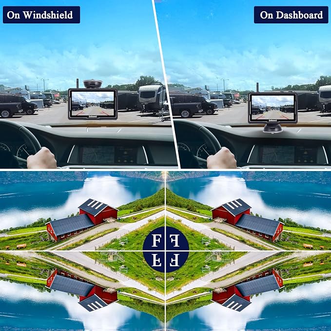 Wireless Backup Camera Solar Magnetic: Portable Cordless Scratch-Proof Truck Trailer Hitch Rear View Camera HD 1080P No Wiring No Drilling Rechargeable 5'' Monitor Kit for Car RV Camper - DoHonest R50