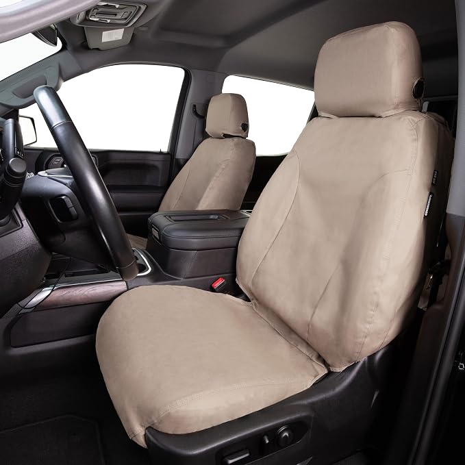 Covercraft Polycotton Custom Seat Covers | Fits 2024-2025 Ford Ranger (Excludes Raptor) | 1st Row Bucket Seats, Taupe