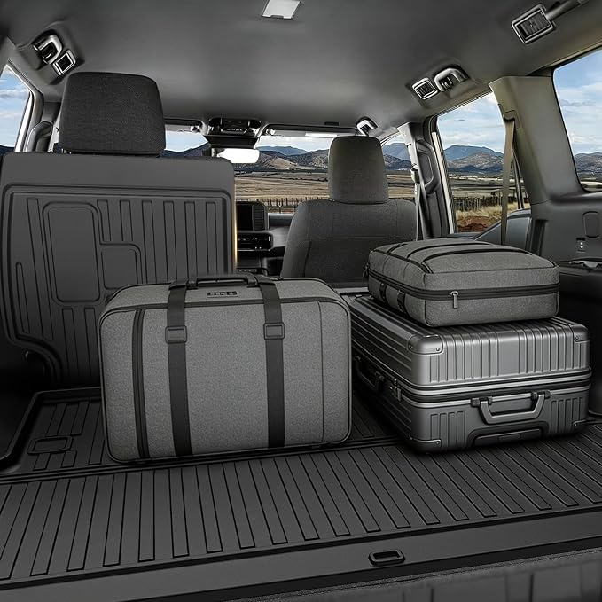 AOMSAZTO Cargo Mat and Backrest Mat Compatible with Volkswagen Atlas 2018-2025 2026 (NOT for Cross Sport): TPE All Weather Protection VW Atlas Cargo Liner - 2nd&3rd Row Backrest +Trunk Mats