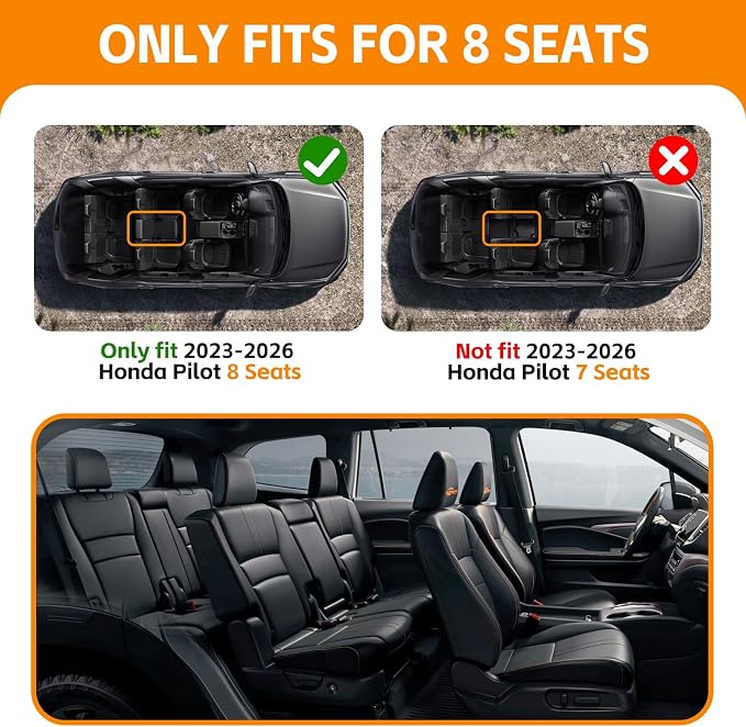 2nd Row Cupholder&Organizer Tray Compatible with 2023-2026 Honda Pilot (Only Fits for 8 Seats) Storage Box Cup Holder for Pilot Accessories