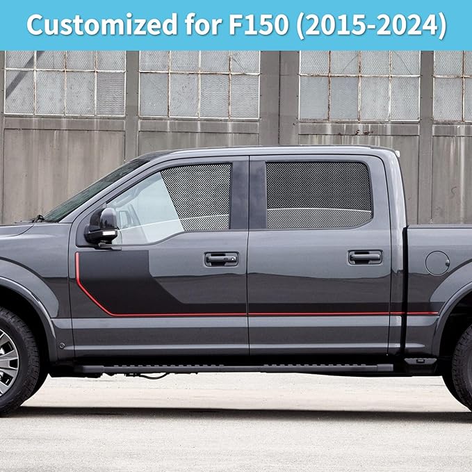F150 Specific Side Window Sun Shades, 2015-2024 Vehicle Interior Shade for Baby Mesh Car Window Covers, Breathable, UV Protection and Heat Insulation (F150（2015-2024）, Front+Rear side-4pcs)