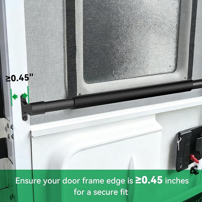 RV Screen Door Handle Grab Bar, 19.9" to 32.3" Adjustable Aluminum Camper Screen Door Crossbar, Sturdy Non-Slip Grip Ergonomic Universal Fit for Motorhome Camper Travel Trailer (Black)