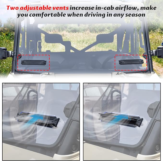 SAUTVS Rear & Front Windshields for Ranger 1000/XP 1000 17-26, Clear Front and Rear Poly Full Windshields Windows for Polaris Ranger XP 1000/Ranger 1000/XP 900/Diesel/Crew 2017-2026 Accessories