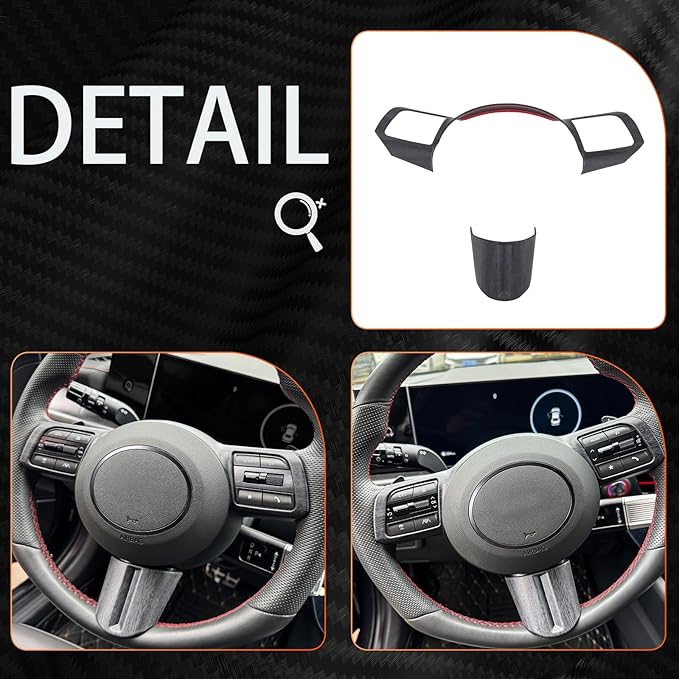 2 PCS Matte Wood Grain Car Steering Wheel Frame Cover Steering Wheel Button Panel Protection Frame Compatible with Hyundai Sonata DN8 2024 Accessories【Not Applicable to Sonata N-Series】