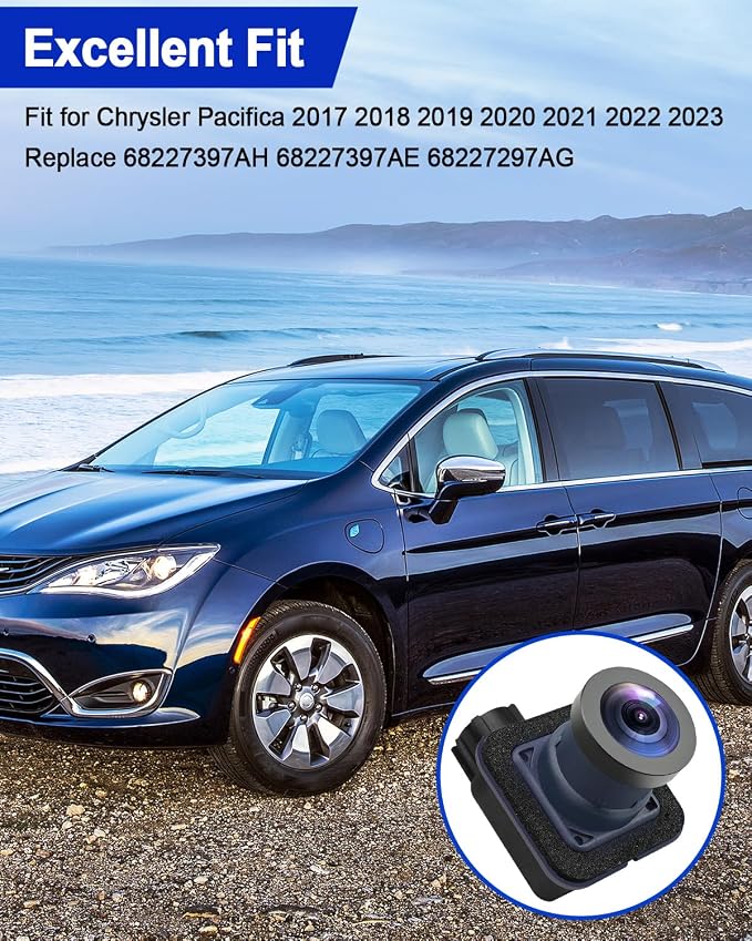 HD1080P Rear View Backup Camera Fit for Chrysler Pacifica 2017 2018 2019 2020 2021 2022 2023, Replace 68227397AH 68227397AE 68227297AG, IP68 Waterproof 170°Wide Angle