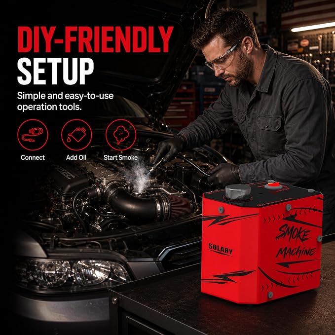 Solary Smoke Machine Automotive Vacuum:5 PSI Automotive Leak Detector, Fast Engine & Exhaust System Leak Detection for Used Car Buyers – Essential Pre-Purchase Car Inspection Tool