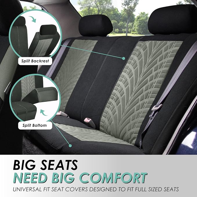 FH Group Travel Master Full Set Car Seat Covers– Universal Fit for Cars Trucks and SUVs (Gray) FB071115 + F11306