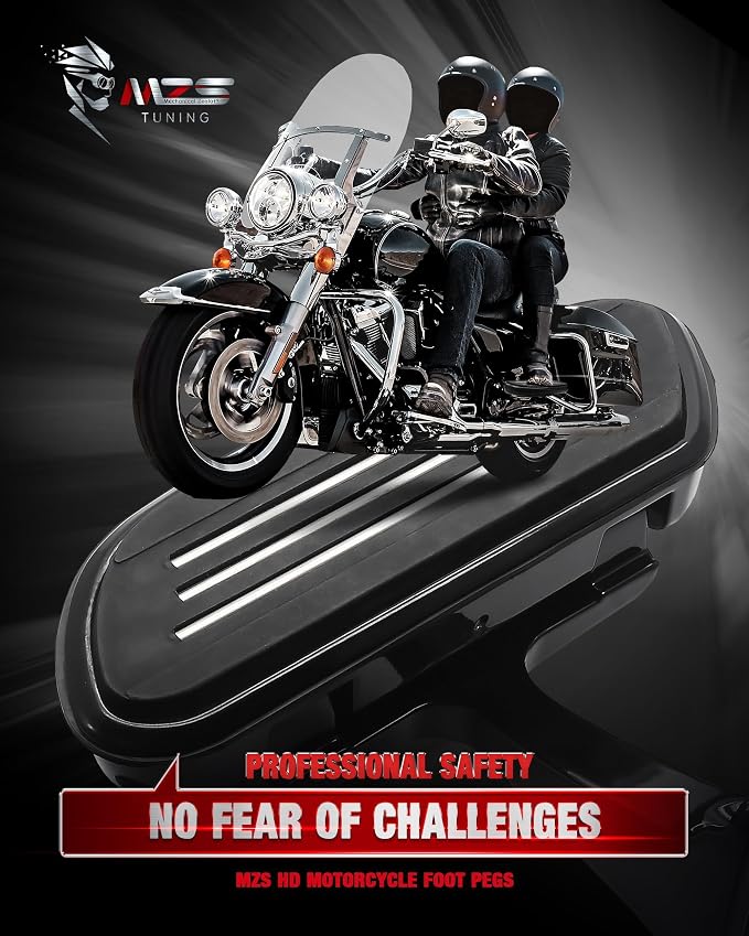 MZS Motorcycle Passenger Floorboards, 1993-2025 Touring Passenger Foot Pegs Rear Footboards Floor Boards Mount Bracket Kit Black Compatible with Road Glide King Electra Street Glide Ultra Limited