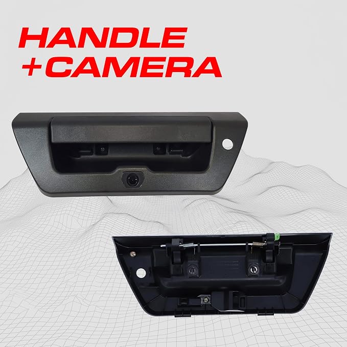 Master Tailgaters Black Tailgate Handle with Backup Camera Replacement for Ford F150 (2015-2018) | IP68 Waterproof | Parking Grid Lines Available | Easy to Install