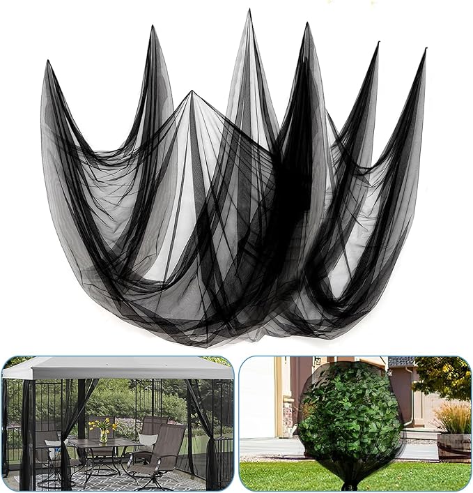 33x10ft Large Mosquito Net - Mesh Netting for Garden Skin and Plants Protection, Patio Bird Bug Screen, Black