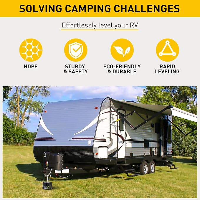 Trailer Jack Block - RV Leveling Blocks for Travel Trailers Wheels and Any Jack, 20,000 lbs RV Jack Blocks with Bag, Camper Universal Compatibility & Convenient Storage 1 Pack